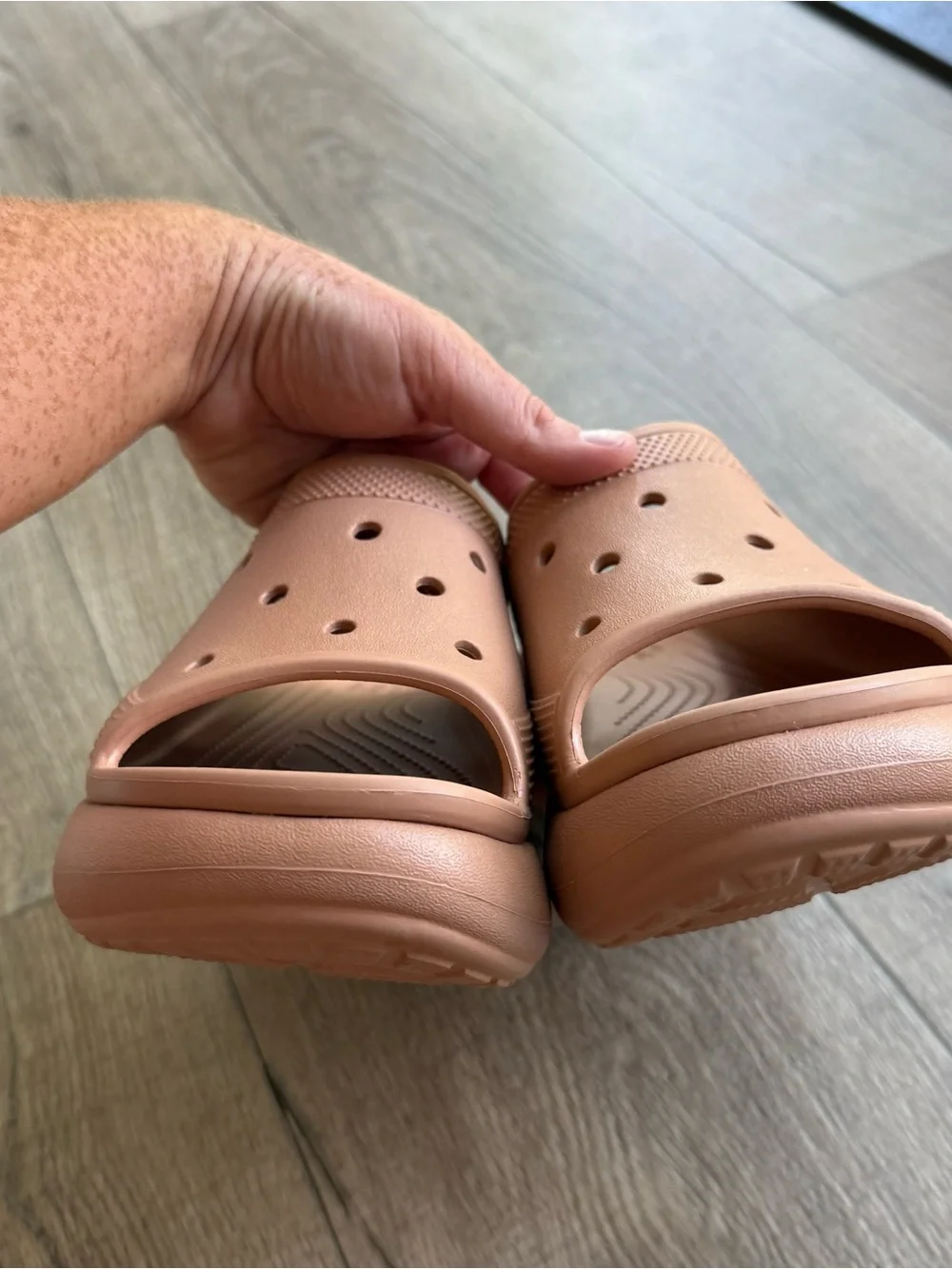 Crocs Crush slides cork brown size 9 women platform chunky sandals